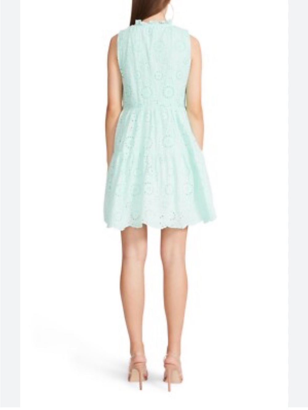 BB Dakota Mint Eyelet Tie-Neck Mini Dress - Picture 2 of 4